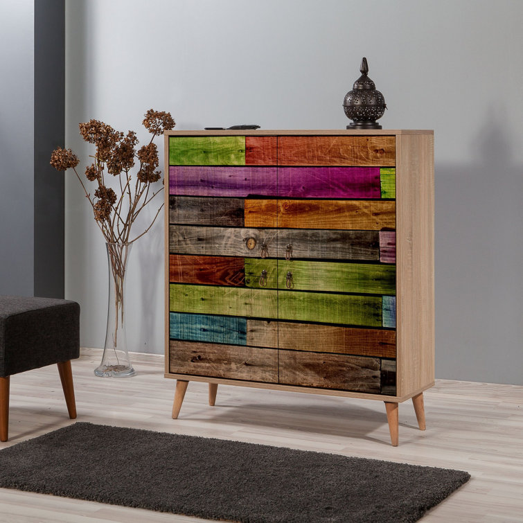 Multi colored outlet accent cabinet